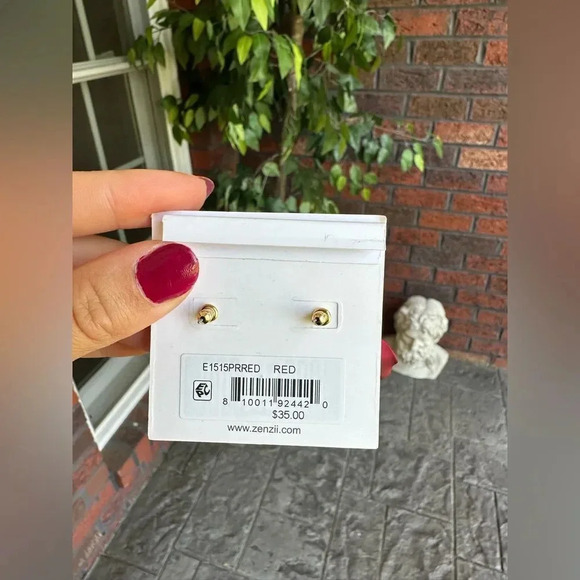 Anthropologie Red Burgundy Marigold Zenzii Flower Earrings NWT - Picture 6 of 6